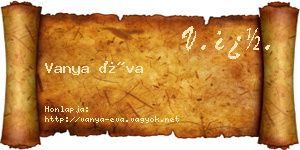 Vanya Éva névjegykártya